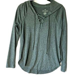 American Eagle Soft & Sexy "Plush" Green Lace-Up Hoodie